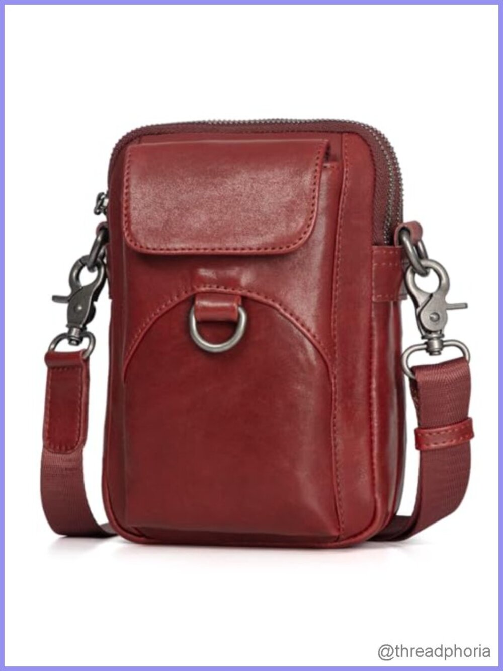 Genuine Leather Small Crossbody Messenger Bag for Men, Adjustable Strap